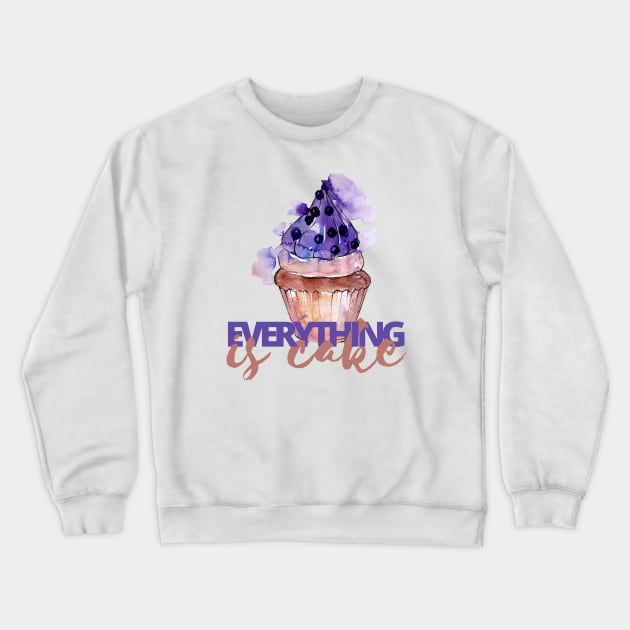 Everything is Cake, Purple and Beige Crewneck Sweatshirt by countrysideflowerwalls